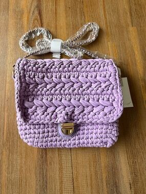 Lux Moda Lavender Crochet Woven Crossbody Bag NWT
